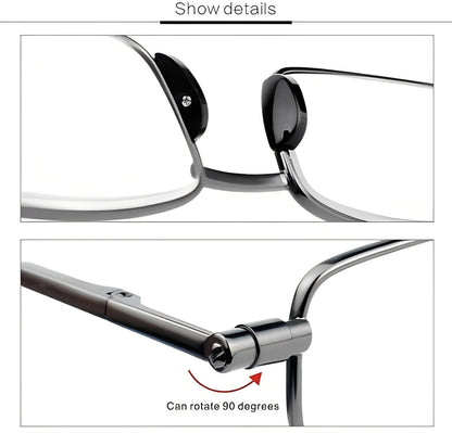 Foldable Reading Glasses with Spring Loaded Hinge and Protective Case