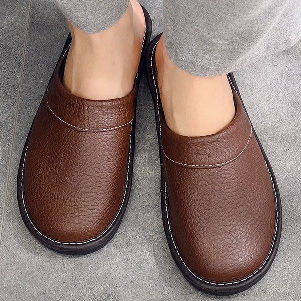 Indoor Slip-On Slippers with  Non-Slip Traction Base for Men