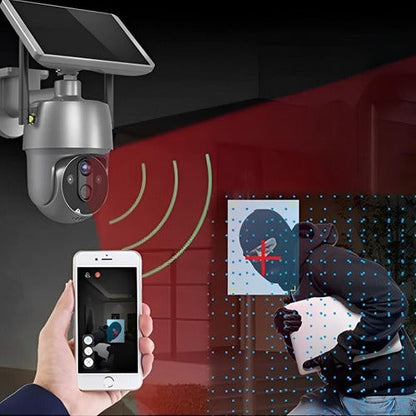 Outdoor Surveillance Camera with Solar Panel and Dual Axis Rotation, 1080P HD