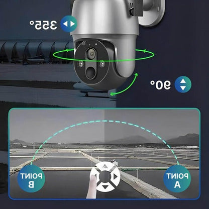 Outdoor Surveillance Camera with Solar Panel and Dual Axis Rotation, 1080P HD