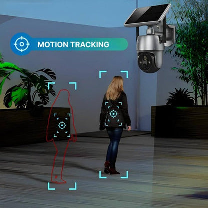 Outdoor Surveillance Camera with Solar Panel and Dual Axis Rotation, 1080P HD