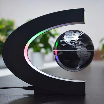 Magnetic Levitation Globe with LED Lighting, 3-Inch Rotating Display