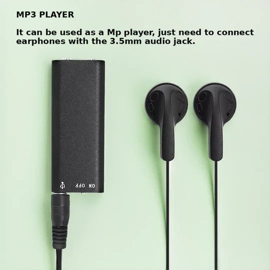 Voice Activated Audio Recorder with 32GB Storage and 96 Hour Battery