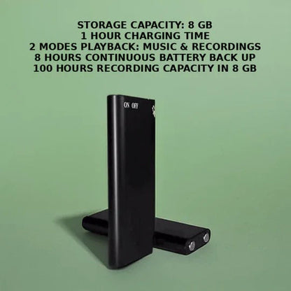 Voice Activated Audio Recorder with 32GB Storage and 96 Hour Battery