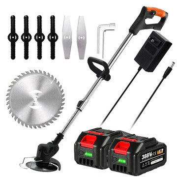 Grass Trimmer with Telescopic Shaft and Multi-Angle Head, Battery Powered