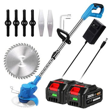 Grass Trimmer with Telescopic Shaft and Multi-Angle Head, Battery Powered