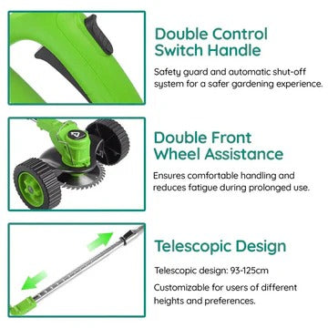 Grass Trimmer with Telescopic Shaft and Multi-Angle Head, Battery Powered