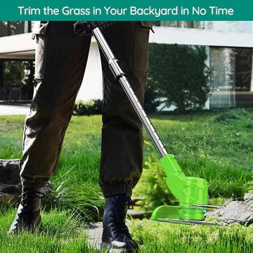 Grass Trimmer with Telescopic Shaft and Multi-Angle Head, Battery Powered