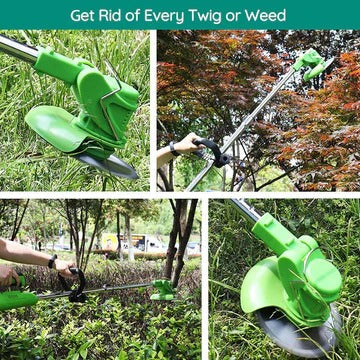 Grass Trimmer with Telescopic Shaft and Multi-Angle Head, Battery Powered