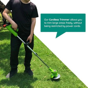 Grass Trimmer with Telescopic Shaft and Multi-Angle Head, Battery Powered
