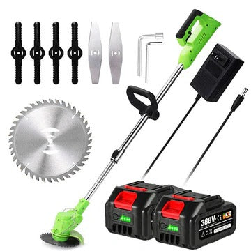 Grass Trimmer with Telescopic Shaft and Multi-Angle Head, Battery Powered