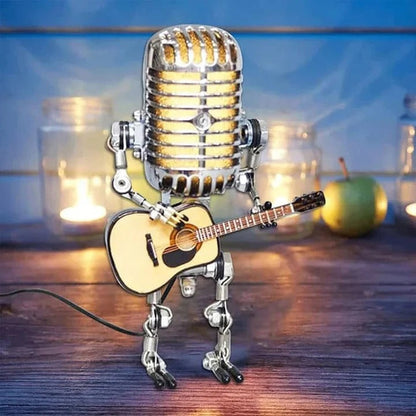 Adjustable Robot Desk Lamp with Guitar Accessory and LED Bulb