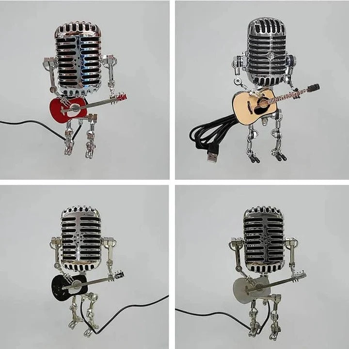 Adjustable Robot Desk Lamp with Guitar Accessory and LED Bulb
