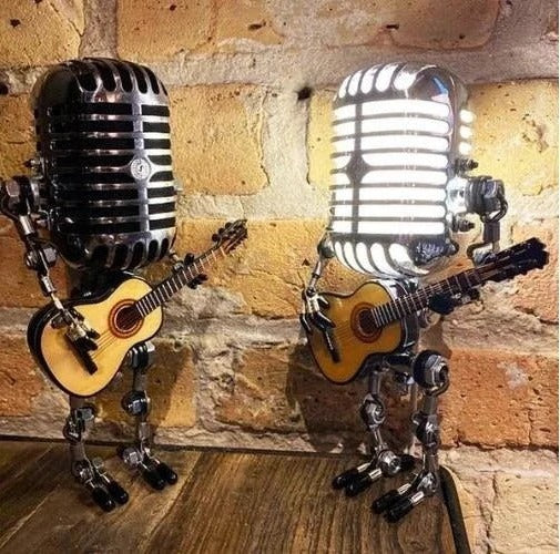 Adjustable Robot Desk Lamp with Guitar Accessory and LED Bulb