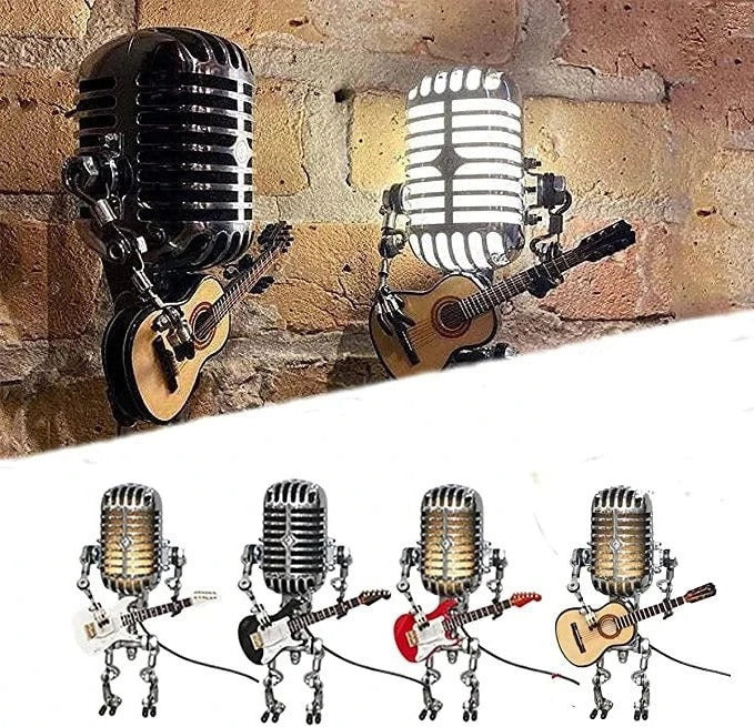 Adjustable Robot Desk Lamp with Guitar Accessory and LED Bulb