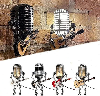 Adjustable Robot Desk Lamp with Guitar Accessory and LED Bulb