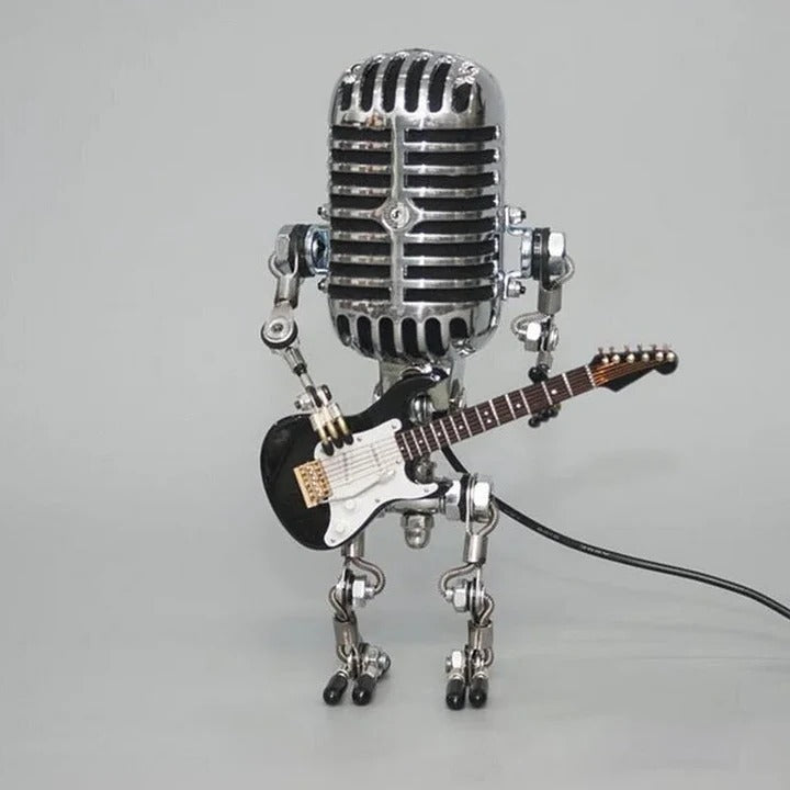 Adjustable Robot Desk Lamp with Guitar Accessory and LED Bulb