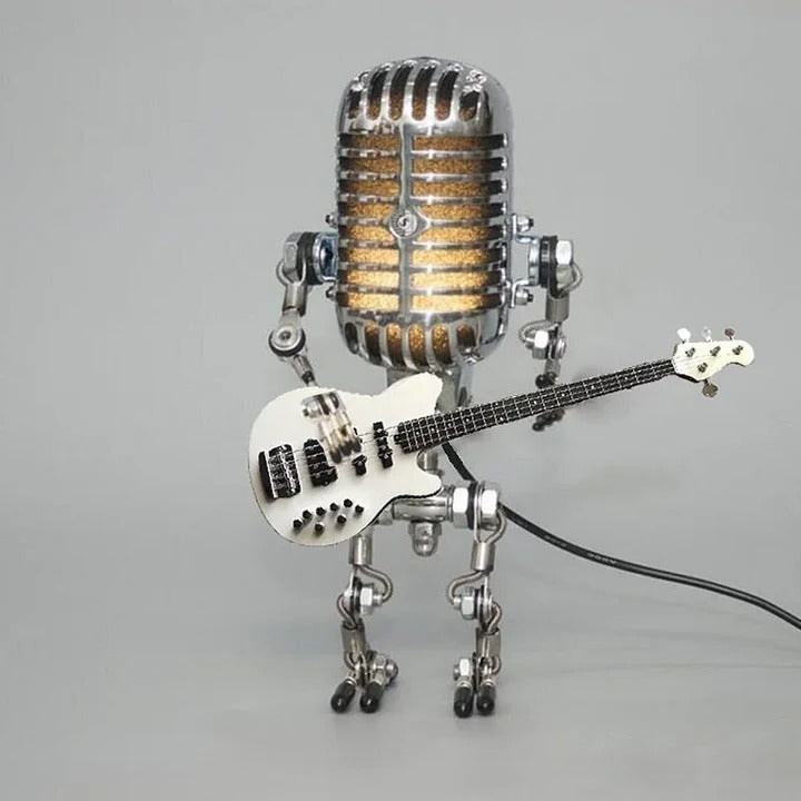 Adjustable Robot Desk Lamp with Guitar Accessory and LED Bulb