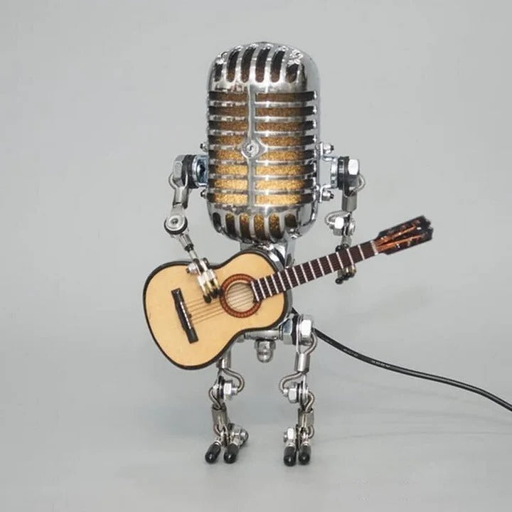 Adjustable Robot Desk Lamp with Guitar Accessory and LED Bulb