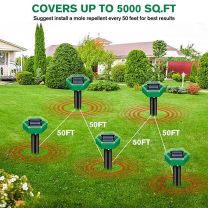 Solar Pest Deterrent Stakes with Sonic Pulses and Weather Resistant Design, Set of 4