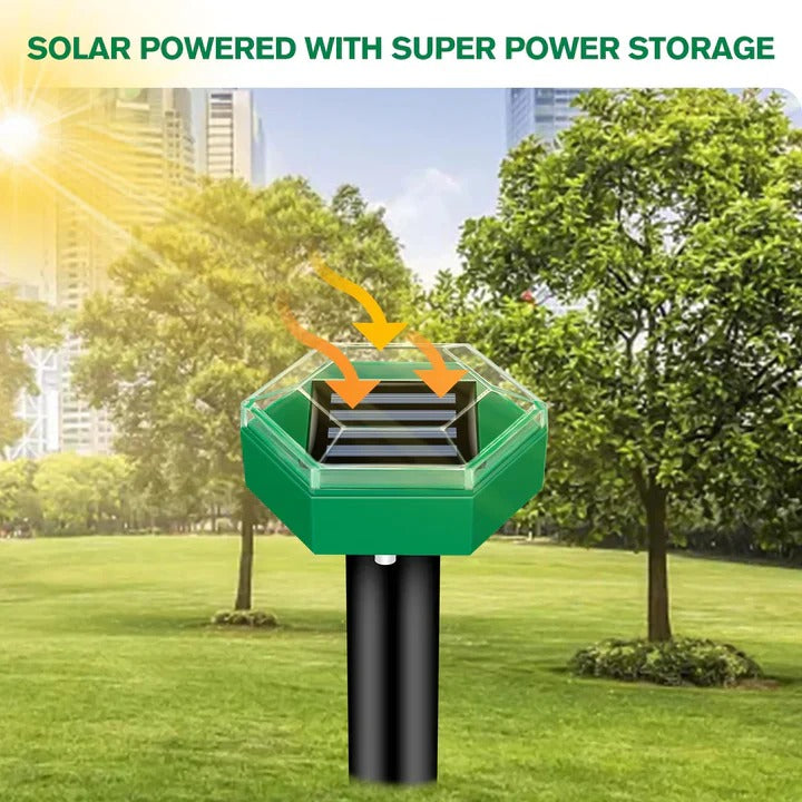 Solar Pest Deterrent Stakes with Sonic Pulses and Weather Resistant Design, Set of 4