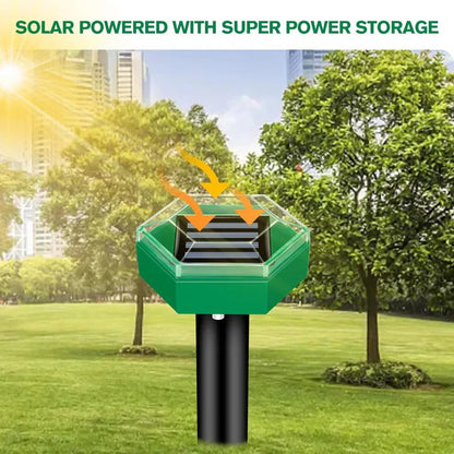Solar Pest Deterrent Stakes with Sonic Pulses and Weather Resistant Design, Set of 4