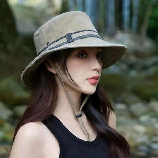 Bucket Hat with Adjustable Chin Strap and Mesh Ventilation Panels for Outdoor Hiking