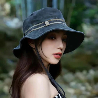 Bucket Hat with Adjustable Chin Strap and Mesh Ventilation Panels for Outdoor Hiking