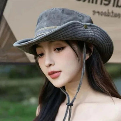 Bucket Hat with Adjustable Chin Strap and Mesh Ventilation Panels for Outdoor Hiking