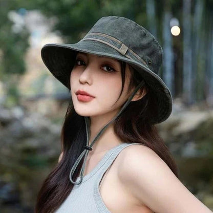 Bucket Hat with Adjustable Chin Strap and Mesh Ventilation Panels for Outdoor Hiking