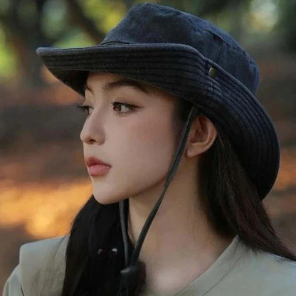 Bucket Hat with Adjustable Chin Strap and Mesh Ventilation Panels for Outdoor Hiking