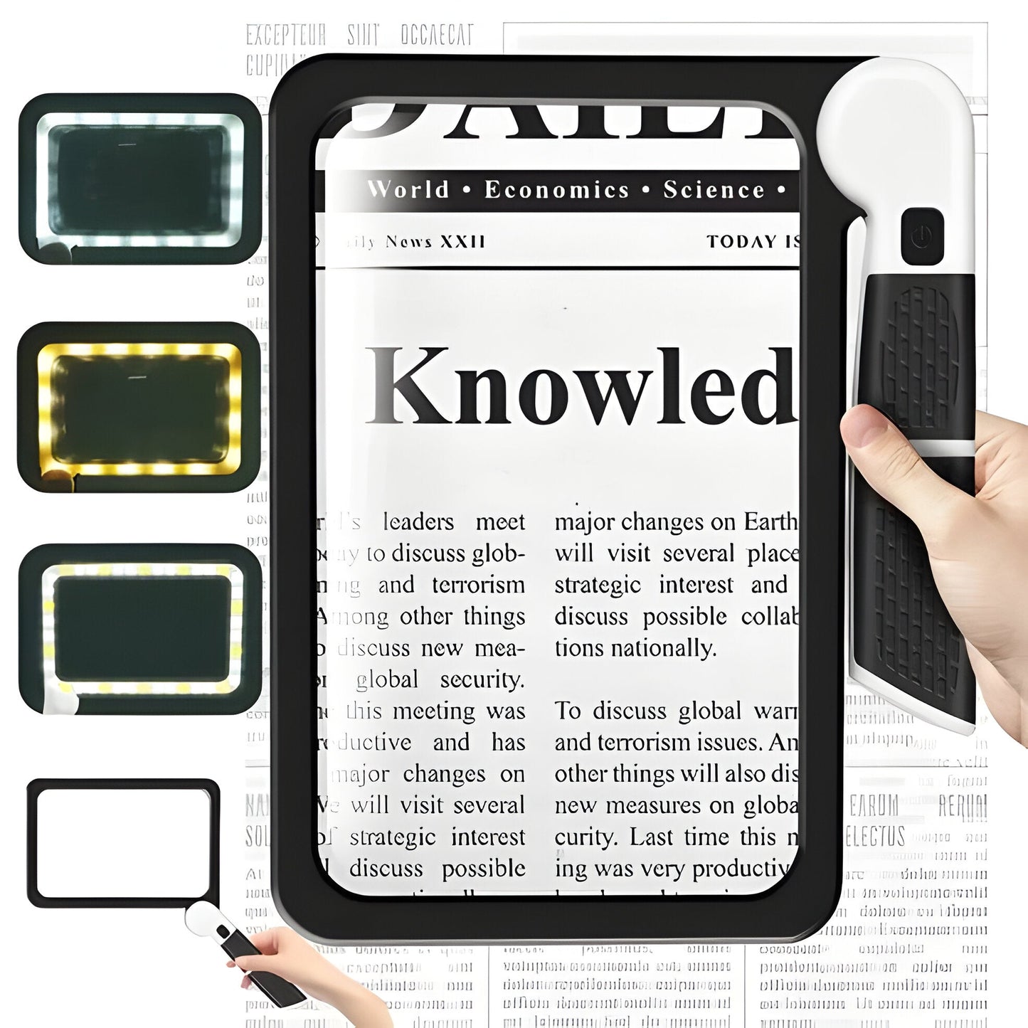Handheld Magnifying Glass with 48 LED Lights and 5x Magnification, Foldable Design