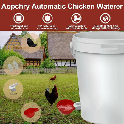 Self-Refilling Poultry Waterer Cups with Spring-Loaded Valve and Dual Seal Rings, Pack of 10