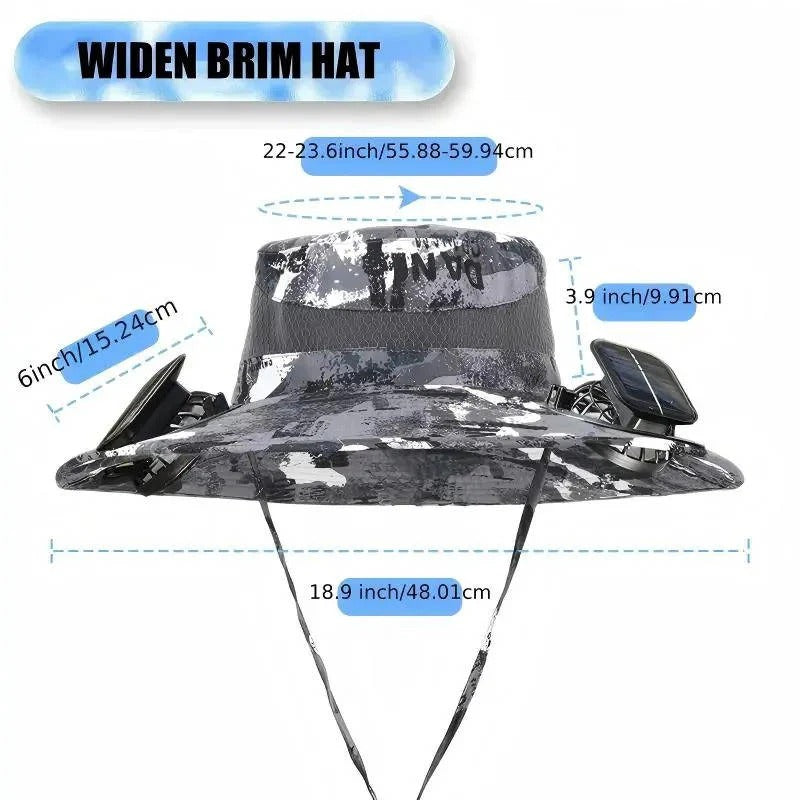 Solar Powered Cooling Hat with Dual Brim Fans and UPF 50+ Protection