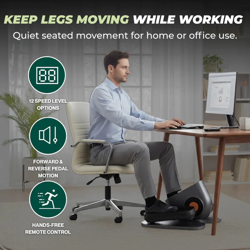 Quiet Desk Elliptical with LCD Display and Remote Control, 12 Speed Levels