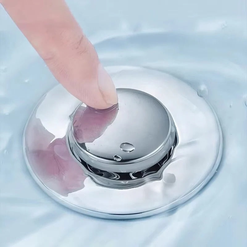 Pop-Up Drain Stopper with Removable Hair Catching Basket for Standard Sink Drains