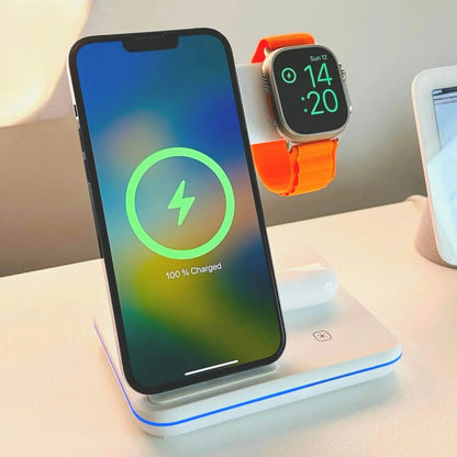 Wireless Charging Dock with Magnetic Alignment for Phone, Watch and Earbuds