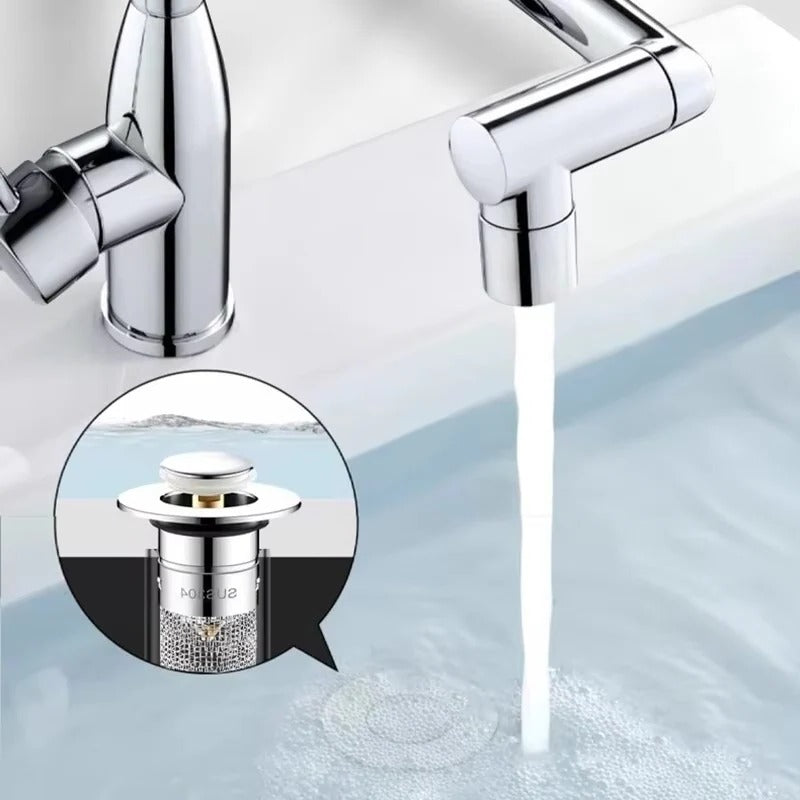 Pop-Up Drain Stopper with Removable Hair Catching Basket for Standard Sink Drains