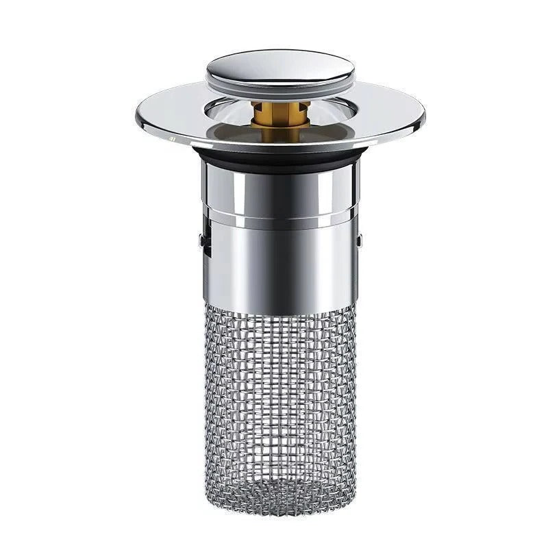 Pop-Up Drain Stopper with Removable Hair Catching Basket for Standard Sink Drains