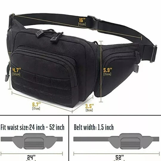 Concealed Carry Waist Pack with Multi-Compartment Storage and Adjustable Strap