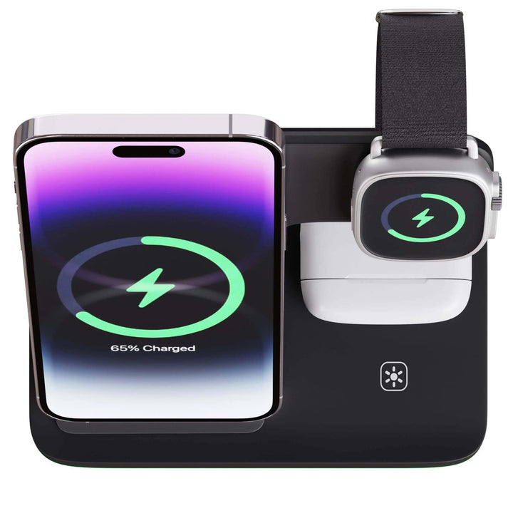 Wireless Charging Dock with Magnetic Alignment for Phone, Watch and Earbuds