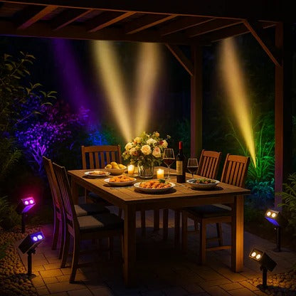 Solar Spot Light with Adjustable Zoom Lens and RGB Color Modes