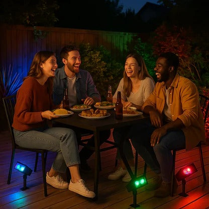 Solar Spot Light with Adjustable Zoom Lens and RGB Color Modes