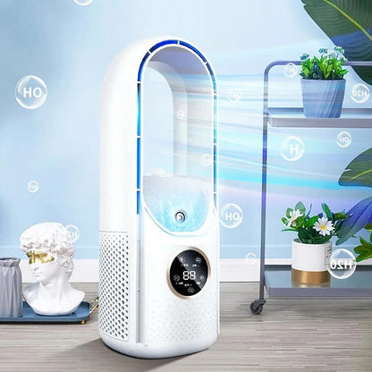 Portable Air Conditioner with Bladeless Design and Six Speed Settings for Small Rooms