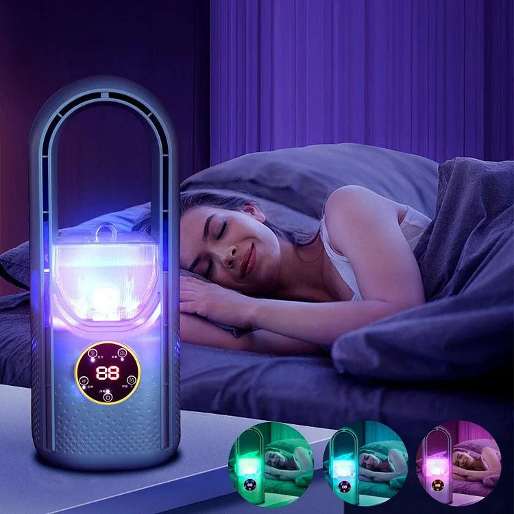 Portable Air Conditioner with Bladeless Design and Six Speed Settings for Small Rooms