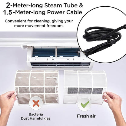 High Pressure Steam Cleaner with Five Brush Heads and Adjustable Settings
