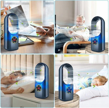 Portable Air Conditioner with Bladeless Design and Six Speed Settings for Small Rooms
