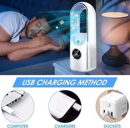 Portable Air Conditioner with Bladeless Design and Six Speed Settings for Small Rooms