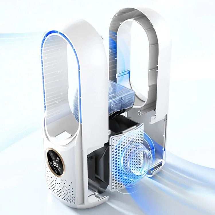 Portable Air Conditioner with Bladeless Design and Six Speed Settings for Small Rooms