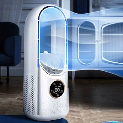 Portable Air Conditioner with Bladeless Design and Six Speed Settings for Small Rooms